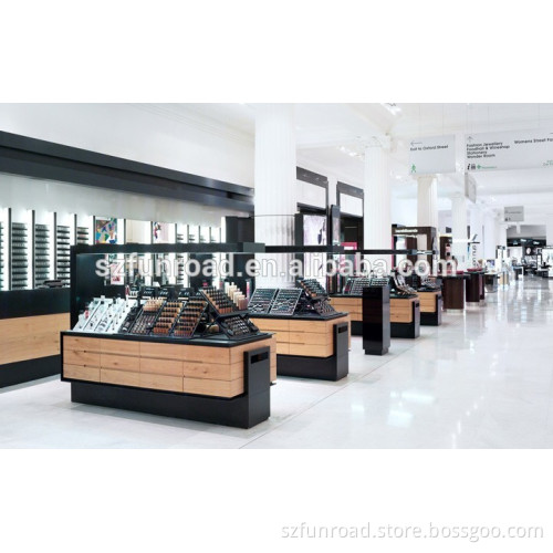 luxury wooden cosmetic display stand cosmetic store showcase